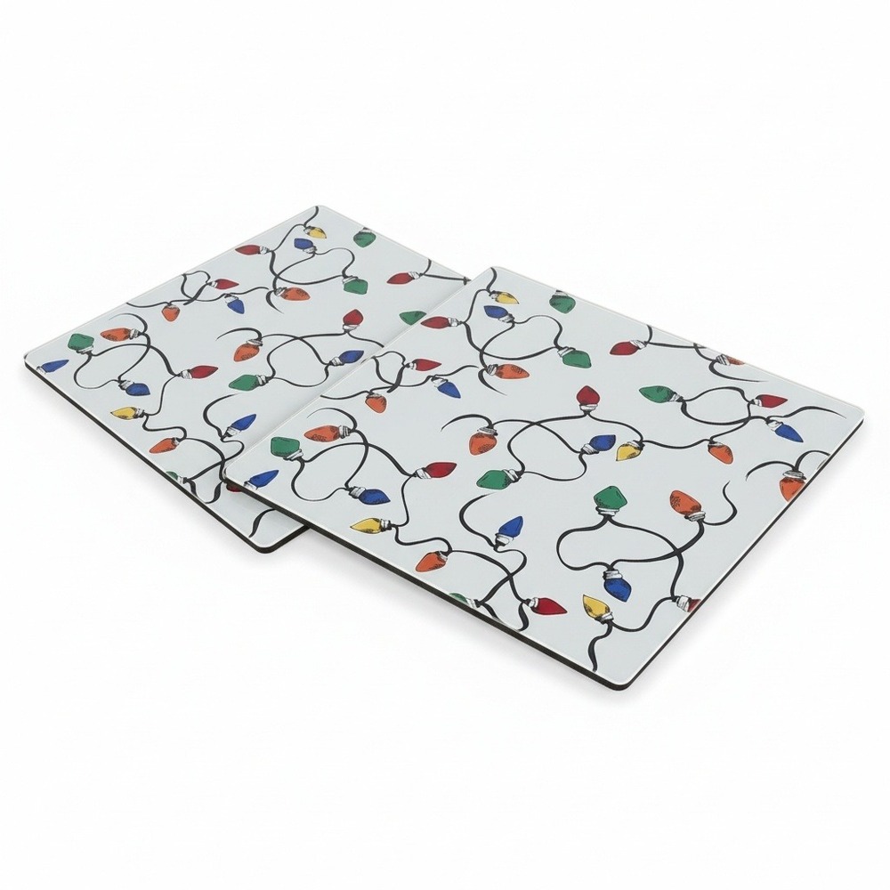 Pottery Barn Cork Holiday Christmas Lights Placemats Set of 2